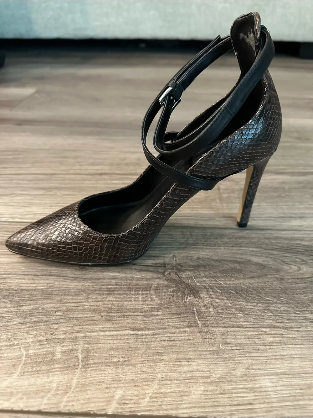 Michael Kors Brown Snake-Embossed Pointed-Toe Stiletto Heels